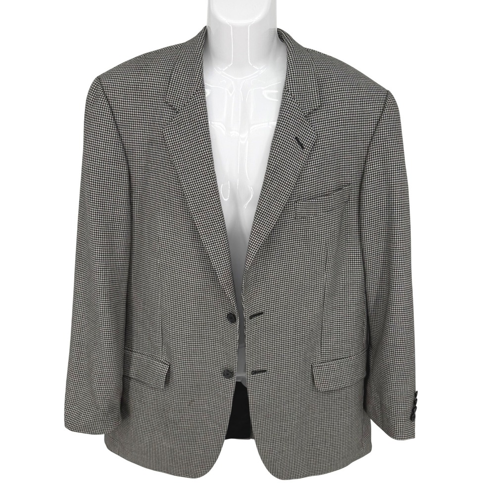 JOHN W. NORDSTROM Loro Piana Cashmere Houndstooth Blazer Jacket Black White 47L‎